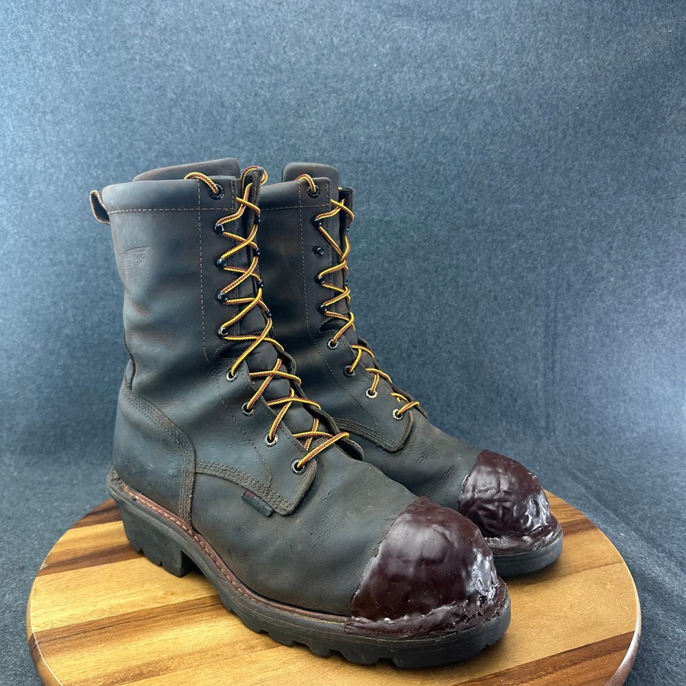 Red Wing 2120 Mens Brown Leather Steel Toe Loggermax Work Boots EH SR 11.5 D - Picture 3 of 10